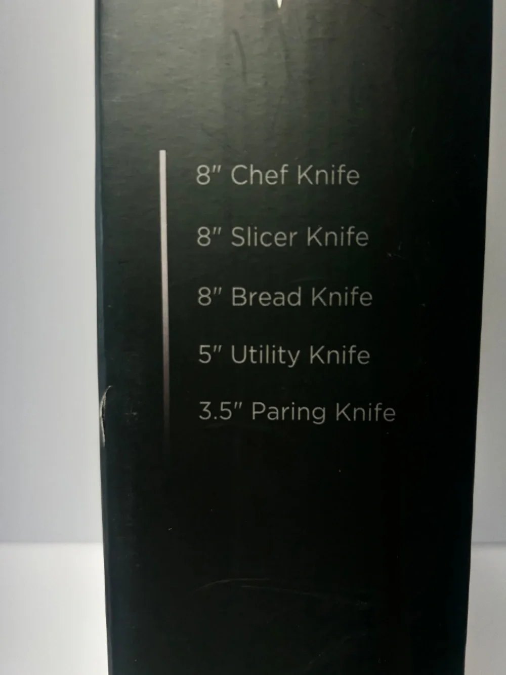 Hells Kitchen Stainless Steel 5 Pc Knife Set In Black Wooden Block Set NIB